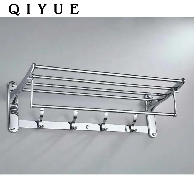 New design bathroom accessories zinc alloy bath towel rack holder with hooks