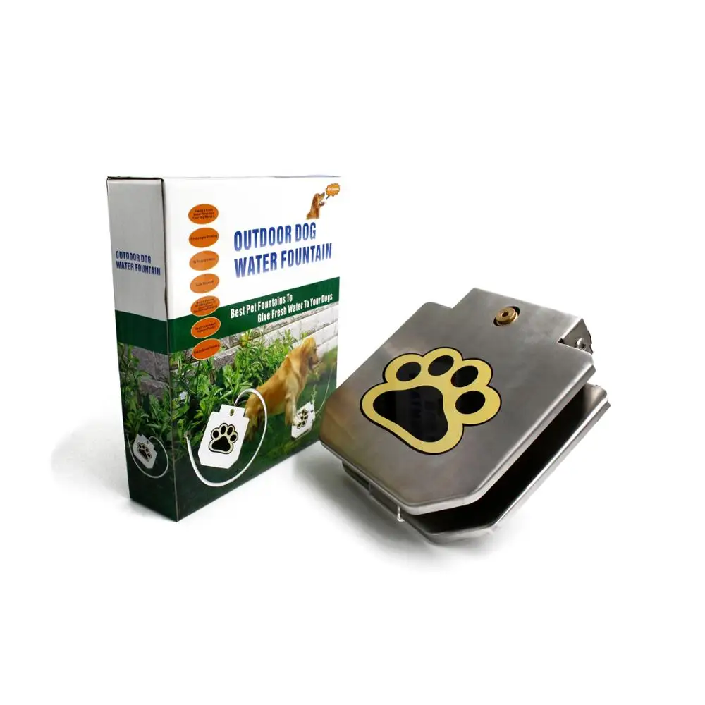 Newest version step on automatic dog feeder and water stainless steel dog water fountain outdoor