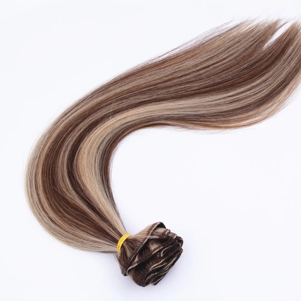 
Virgin Remy Cuticle Aligned Hair Extension Human Onbre Clip In Russian Hair Extensions 