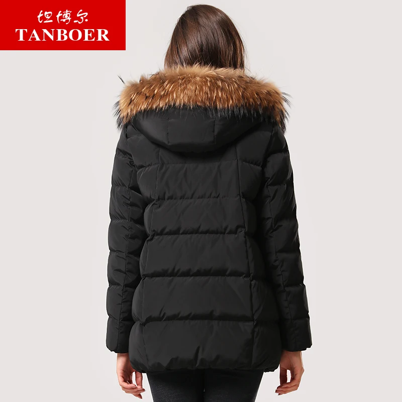TANBOER 90% goose Down warm winter coats women down jackets with Fur Hood Parka Puffer Jackets