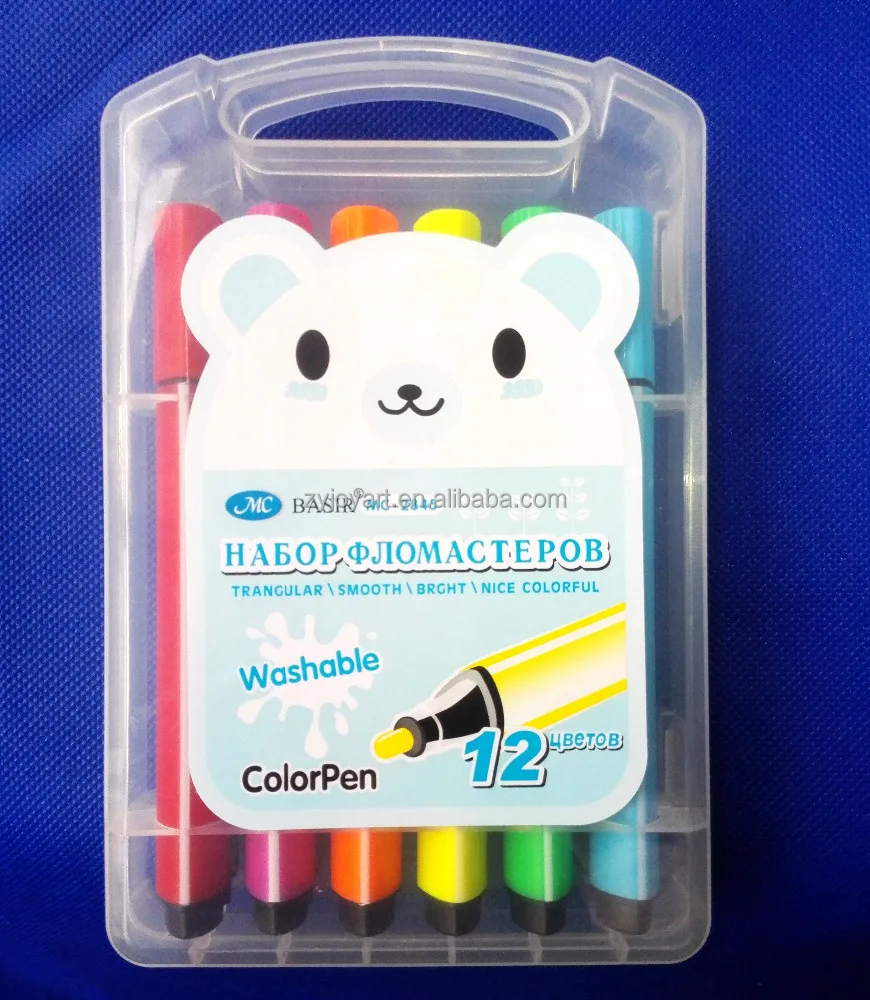 Water color Marker Pen Multiple Use Pack of 12 in Clear Plastic Carry Case