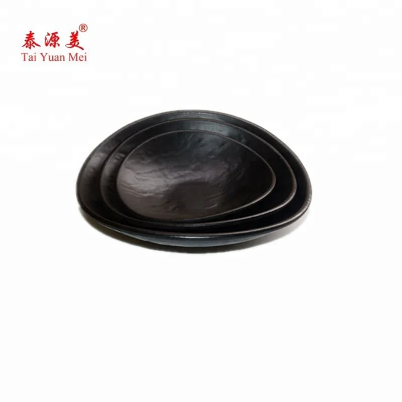 S-9006-6 Superior quality unbreakable wholesale black plastic serving plates reusable melamine plastic plate