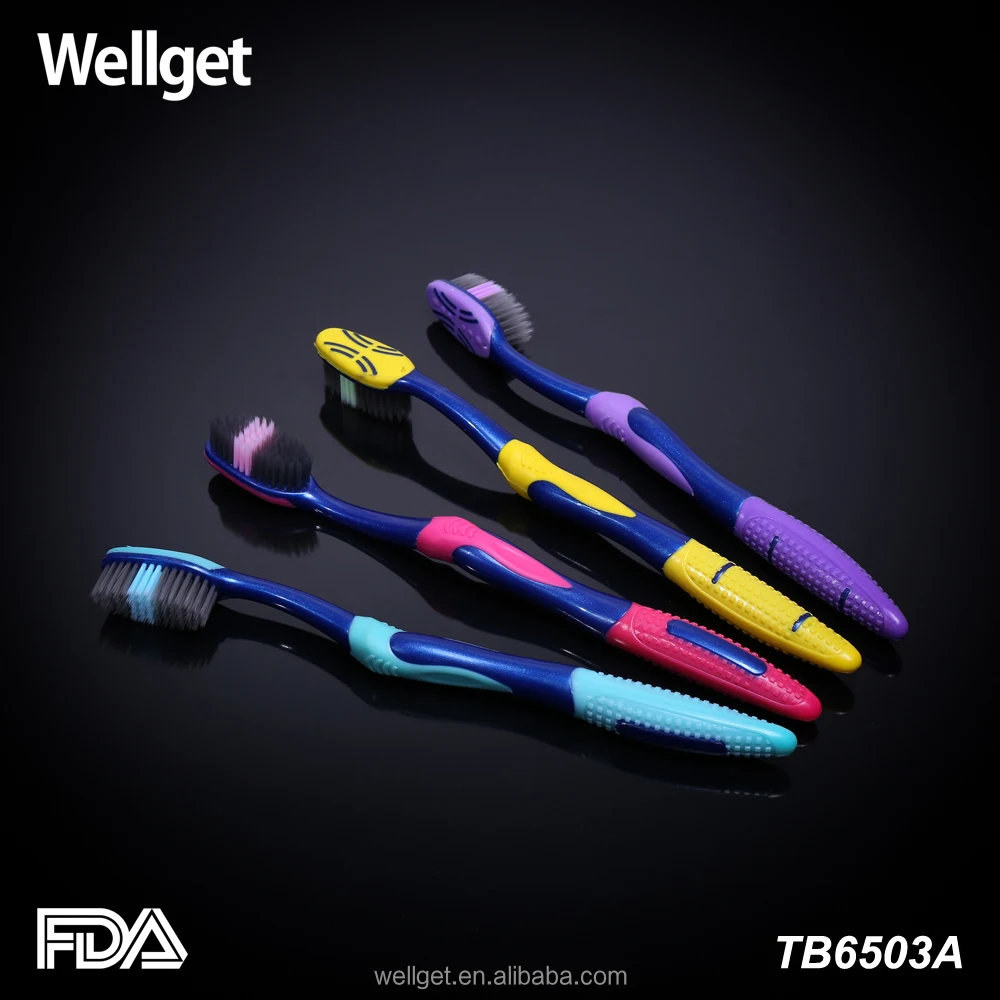 Wholesale Silicone Rubber Bamboo Bristles Binchotan Charcoal Black Anti-Slip Toothbrush