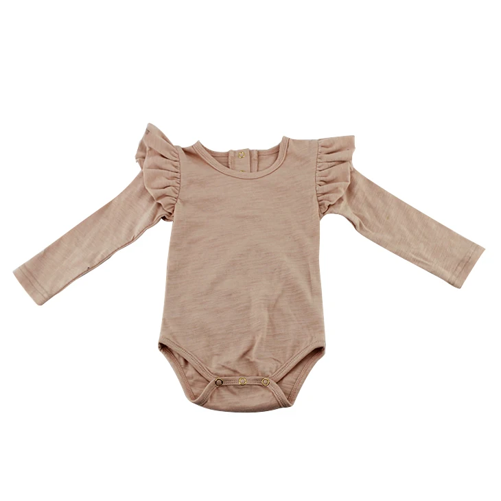 
Wholesale 2021 Customized Fashion Bamboo Organic Cotton Toddler Bodysuits Longsleeve Frocks Romper 