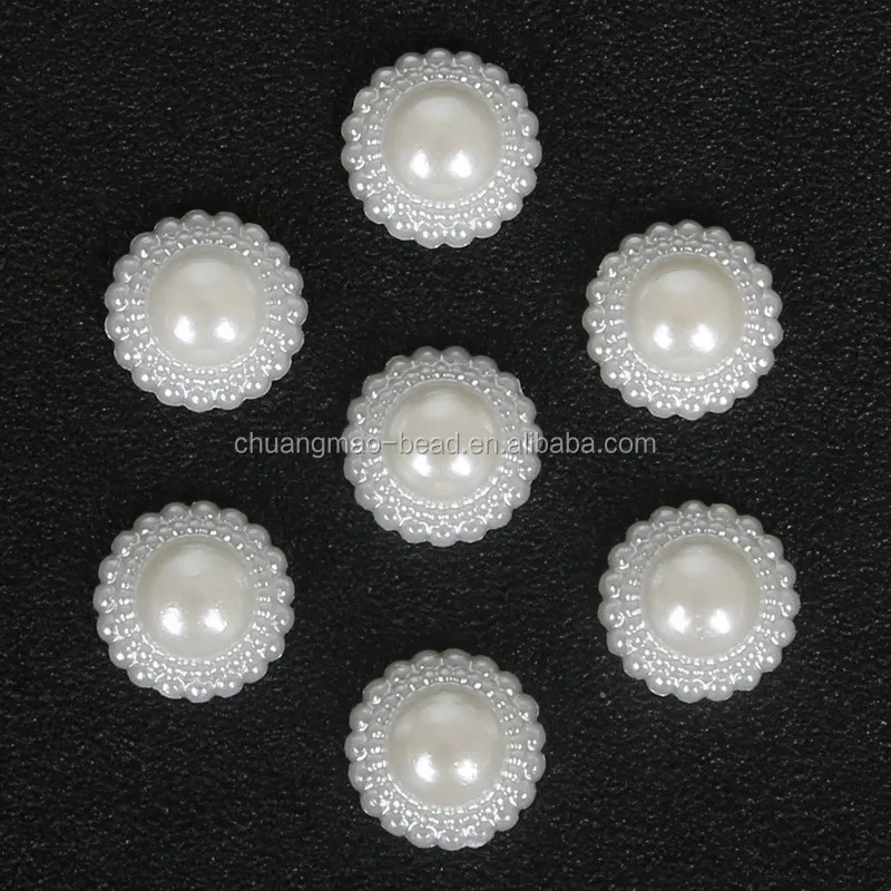 Sunflower shape plastic half cut pearls beads in bulk for clothes