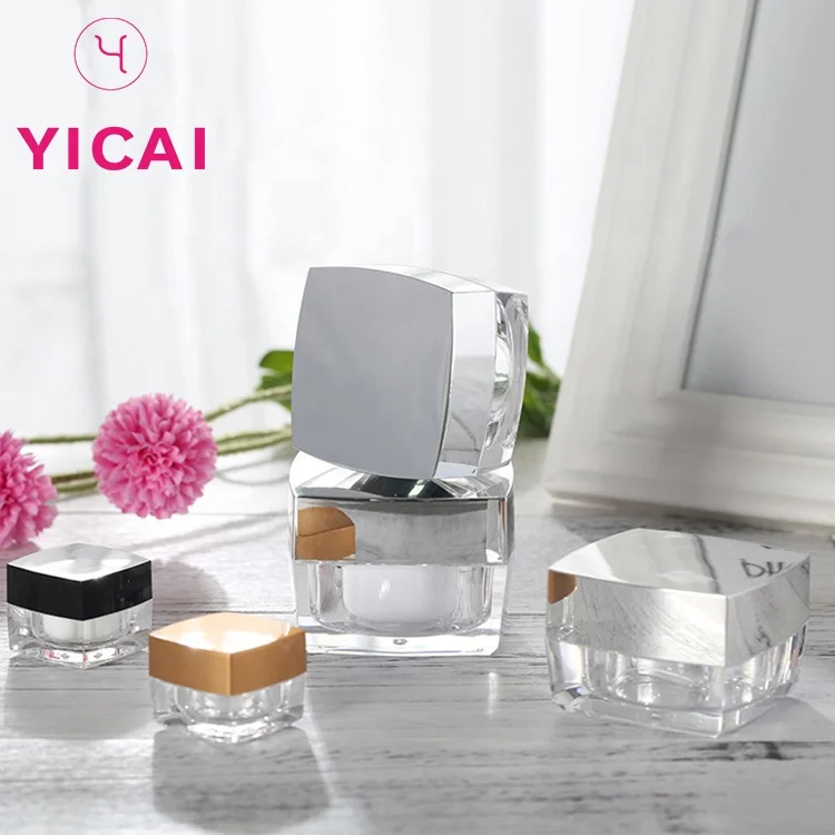 Custom printed cosmetic acrylic jar custom logo black jar 5ml 10ml 15ml 30ml