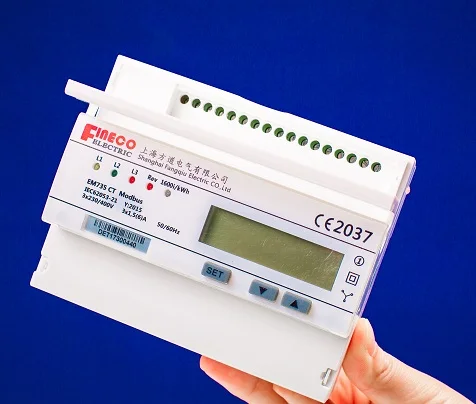 EM735-Mod 3*230/400V 10(100)A three phase din rail digital modbus energy meter