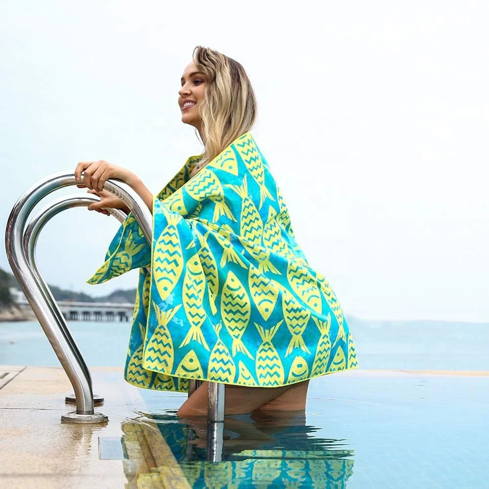 Wholesale Printed Microfiber Sport Towels Custom Microfibre Sublimated Beach Swimming Pool Towel