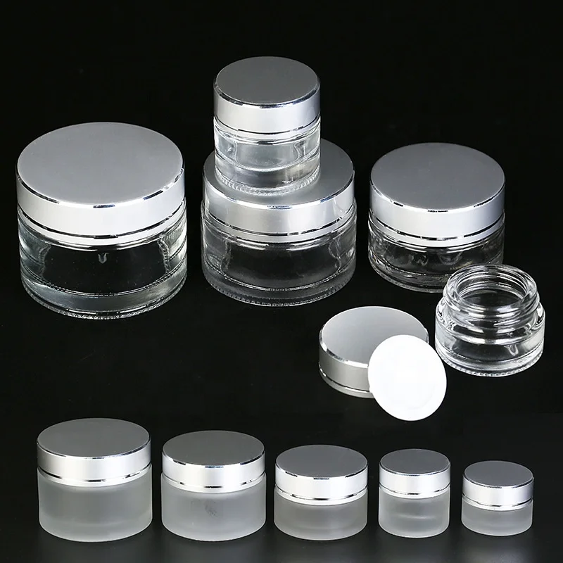 
Wholesale 5g 10g 20g 30g 50g Face Cream Glass Cosmetic Jar Amber Blue Clear Frosted Glass Jar 