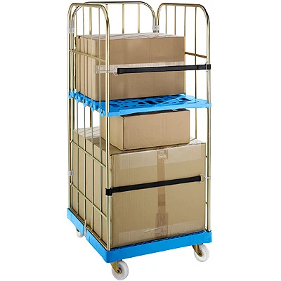  Roll Container with ABS basement and support plate Nylon wheels galvanised steel side wall