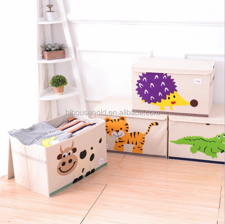 Super Cute Cow Design Canvas Kids Toy Organizer Baby Clothing Storage Box