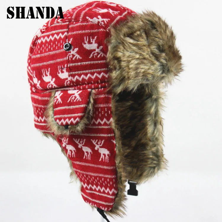 Men Women Winter Russian Trapper Ski Earflap Aviator Bomber Fur Trooper Hat
