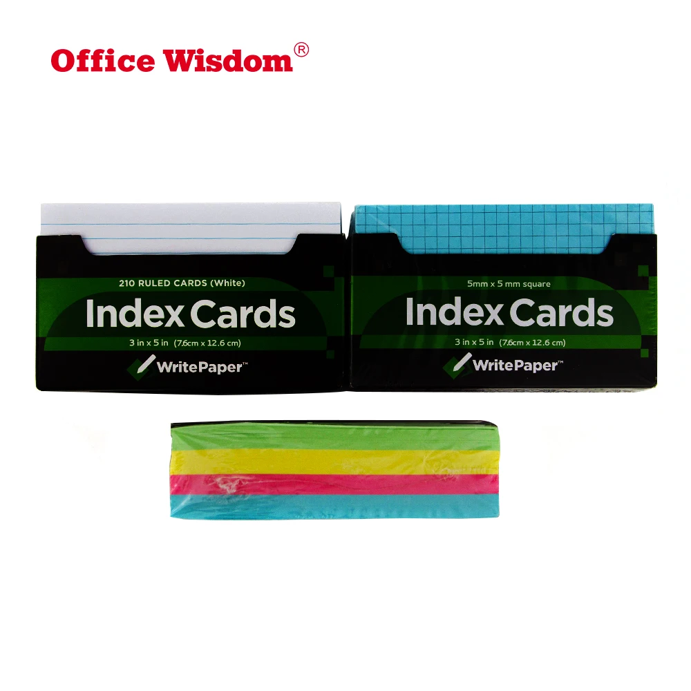 Teacher Office Stationery Lined Brite Ruled Assorted Colors Paper Index Cards, 0.7 Height, 3.1 Wide, 5.1 Length