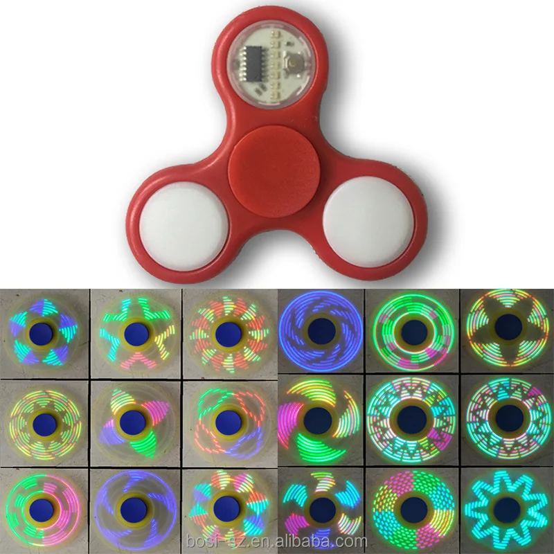 Factory price wholesale 18 Pattern LED Message Hand Spinner, logo Customized led Gyroscope fidget