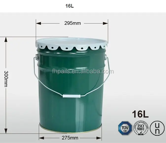 
18L square tin paint pails/drums with metal handle in low price for chemical packing 