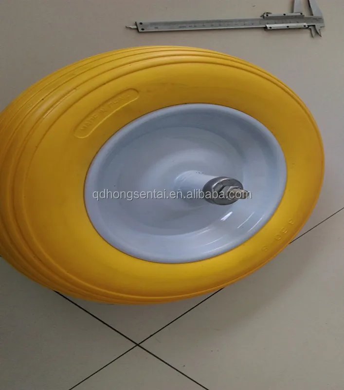 14 inch non-puncture pu foam sack truck hand truck flat free pu foam solid wheel for Italy market 3.50-8 with 12mm axle