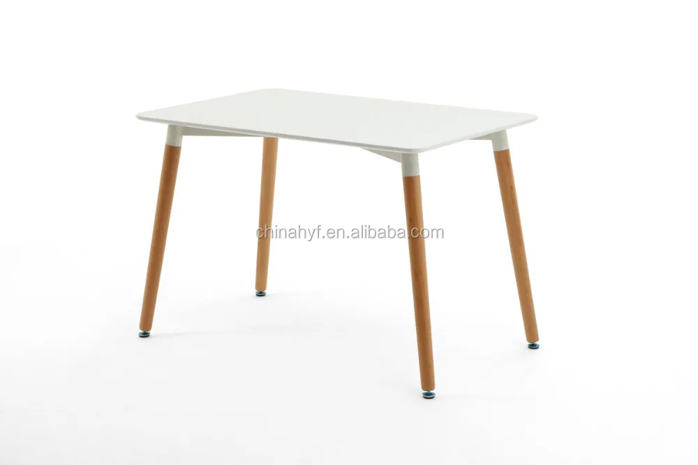 MDF leisure white table with beech wood legs TB-01