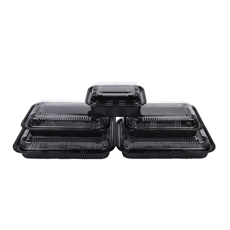sell rectangle black PS sushi take out container disposable plastic food container with lid