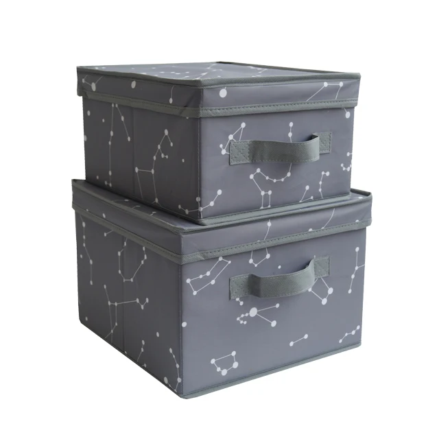 Fabric Stackable Slim Shelf Storage Organizer Box with Lid for Organizing Bedroom Closet