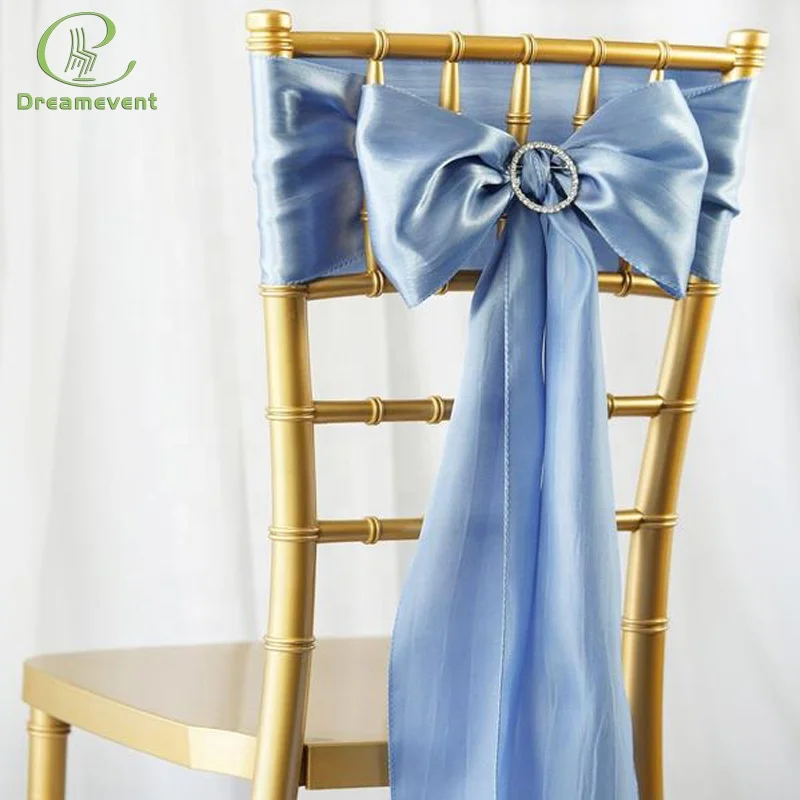 Colorful Satin Burgundy Banquet Chair Bow Sash Cover Fit The Chair Custom for Dining 6302539090 Dreamevent Plain Dyed DE-BC14