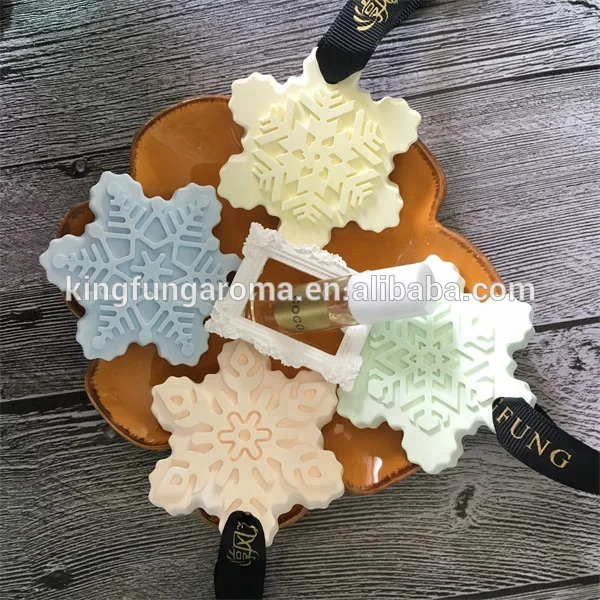 
factory hot seller christmas hanging snow flower ceramic scent stone aroma stone custom car air freshener 