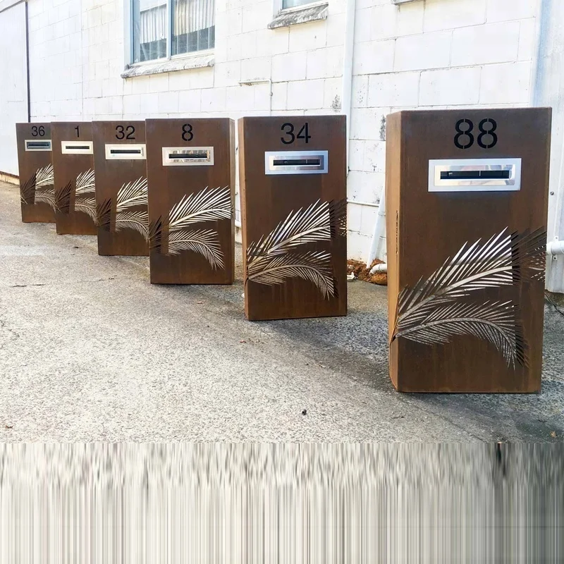 High Quality Corten Steel Freestanding Letterbox Mailbox For Postal Service