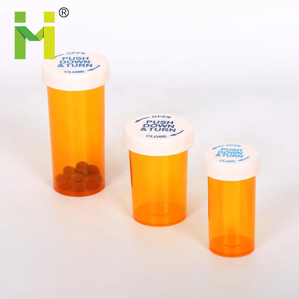 Plastic Child Resistant Push Down and Turn Vials