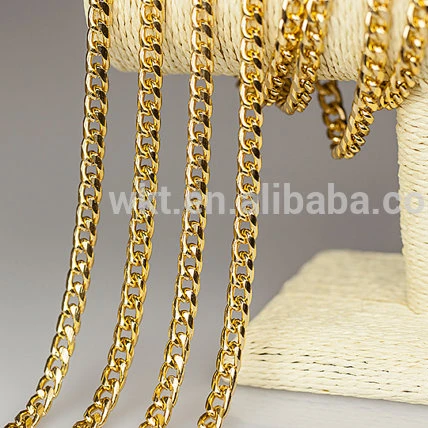 Brass Gold Chains, Open Link Chain, Arc Twisted Curb Chain, 9.9x6.6mm WT-BC012