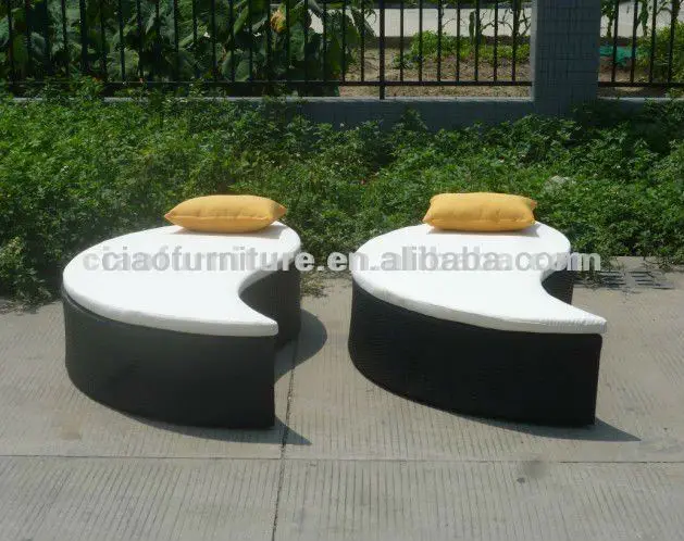 S sharp outdoor furniture poolside yin-yang bed rattan sunbed