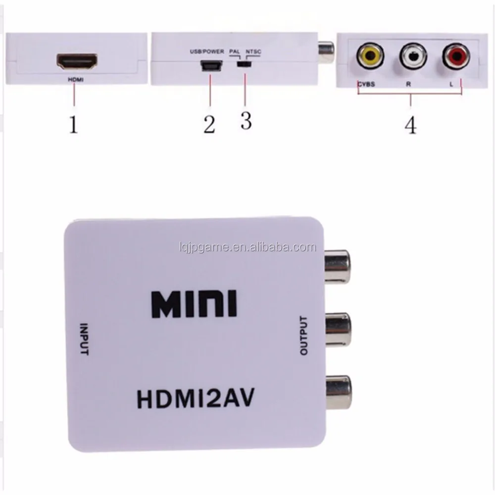 1080P Mini Composite HD MI to 3 RCA AV CVBS HD MI2AV Converter Adapter for TV Box game console Projector HD MI To AV Convertor