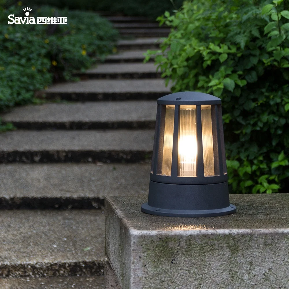 Savia modern outdoor light gate post E27 IP44 aluminium pathway post lamp pillar chapiter lamp garden wall post lantern