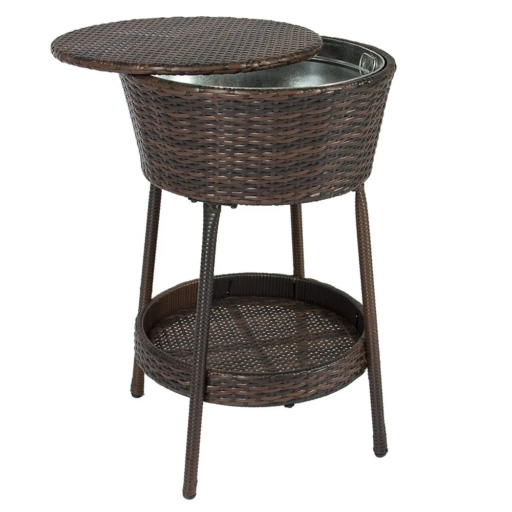Best choice products wicker ice bucket party garden decorating wine beer cooler table metal ice cooler box