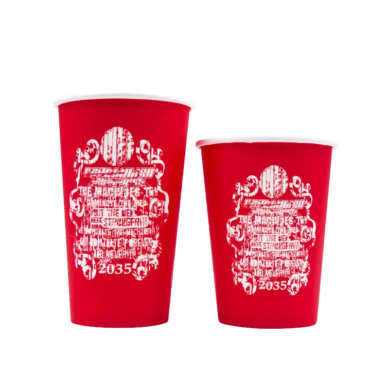 Customized Print Logo Compostable Coffee Cups 8oz 12oz 14oz 16oz 22oz Paper Glass for Hot Drink