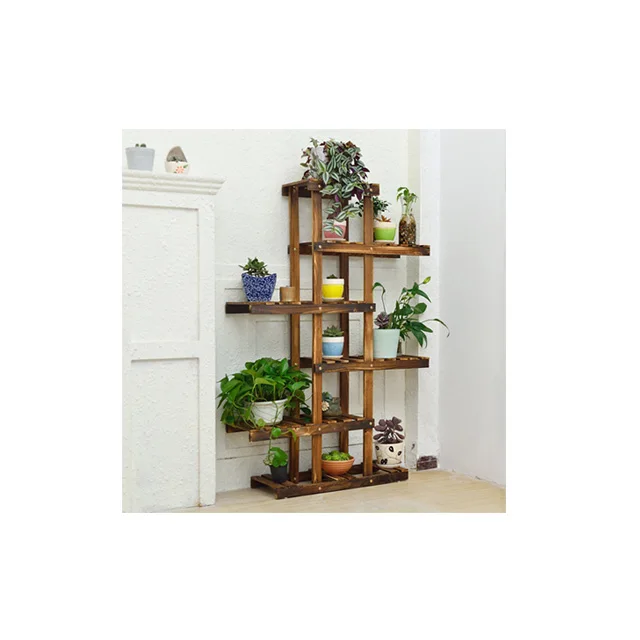 Bamboo Wooden Multi-storey Plant Flower Rack in Living Room Outdoor Indoor Pot Shelf