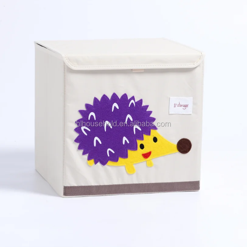 Organic Fabric Kids Toy Storage Box Collapsible Storage Organizer with Cover