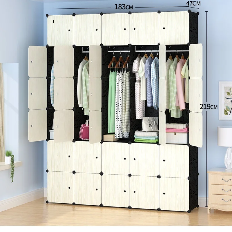 Assemble portable cube closet kids plastic wardrobe