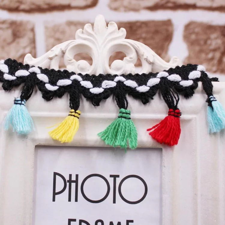 wholesale colored dyed small round chinlon yarn pompom lace trim for clothes