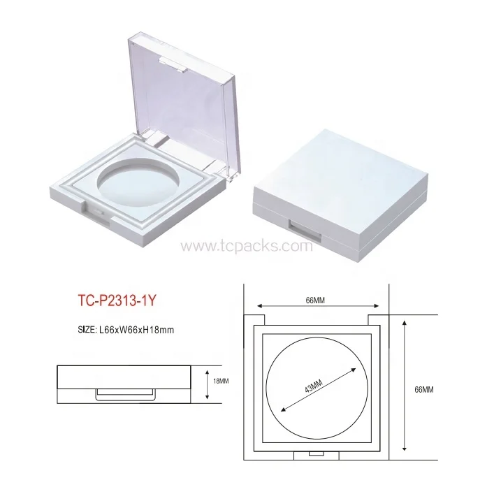 cosmetic packaging custom logo 4 color empty plastic square compact eyeshadow palette  glitter powder case