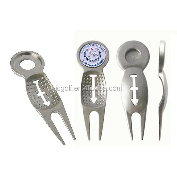 custom logo on ball marker putting drawing liner golf divot repair tool with Detachable Ball Marker
