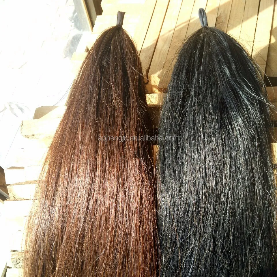 Braided Single Loop horse tail extensions/ Natural Loop False Horse Tails Dyed Black 76CM