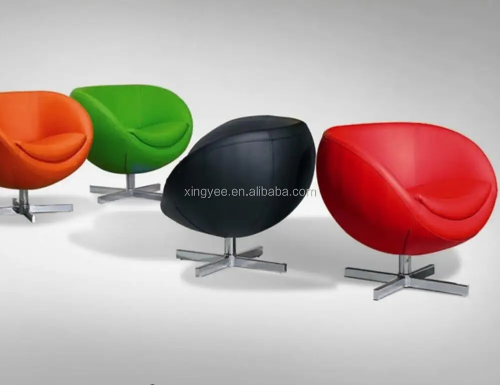 Modern living room furniture of house PU swivel ball chair genuine leather round shape chair