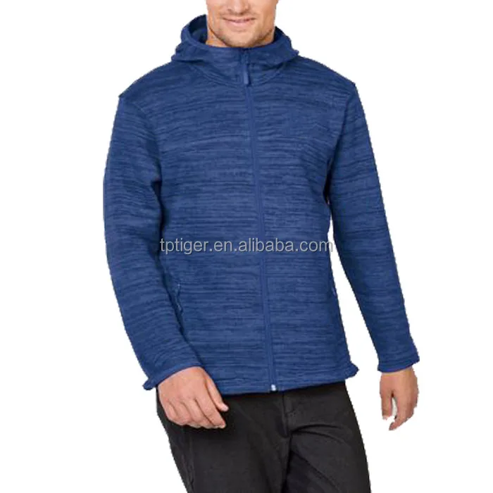 New Arrival Nave Melange Hooded Knitted Fleece Jacket for Men