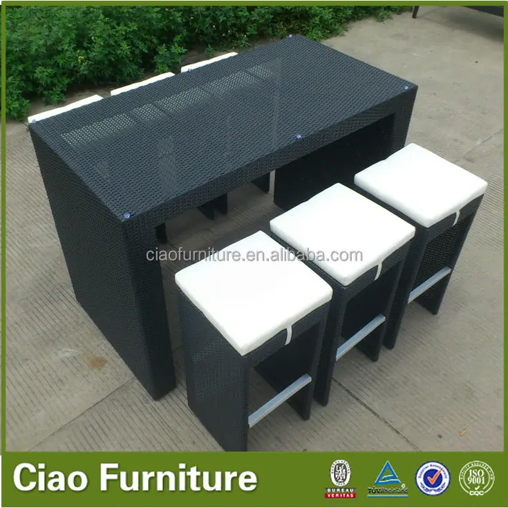 Садовая Барная Мебель Ночной паб ротанговый высокий стол и стулья