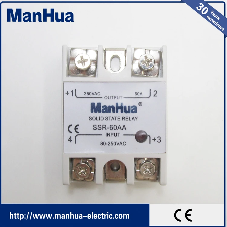 Oem MANHUA однофазные к сети переменного 80-250VAC 380VAC 60A белый твердотельные реле / SSR с CE