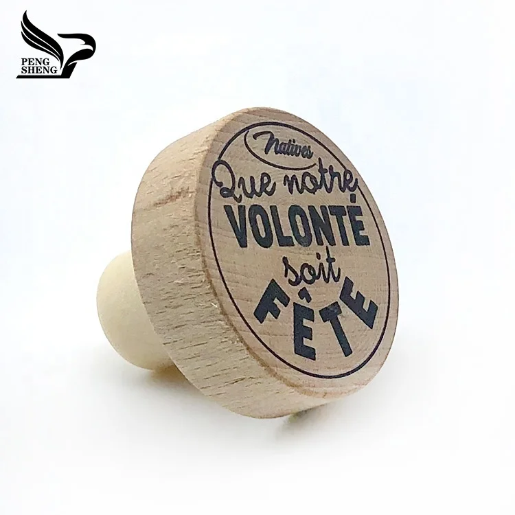 
Printing logo wooden cap High polymer cork stopper 