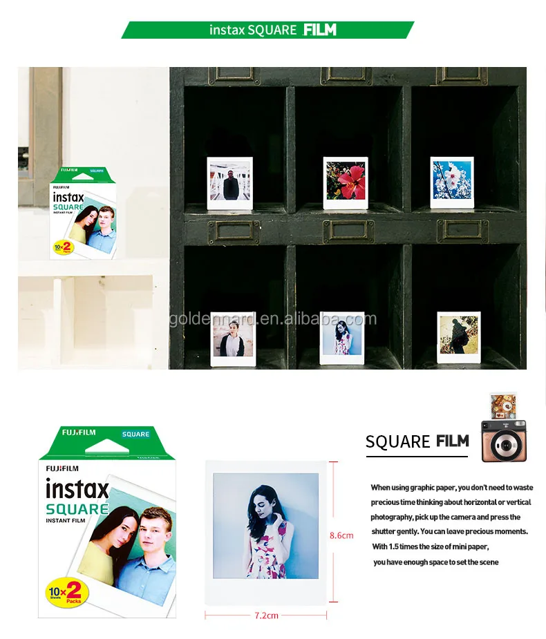 
FujiFilm Instax Square Instant Film Twin Pack(2 Boxes, 40 Photo Sheets)Compatible with FujiFilm Instax Square SQ6, SQ10, SQ20 