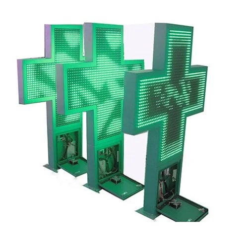 Sunrise drugstores use p16 cross led pharmacy sign screen