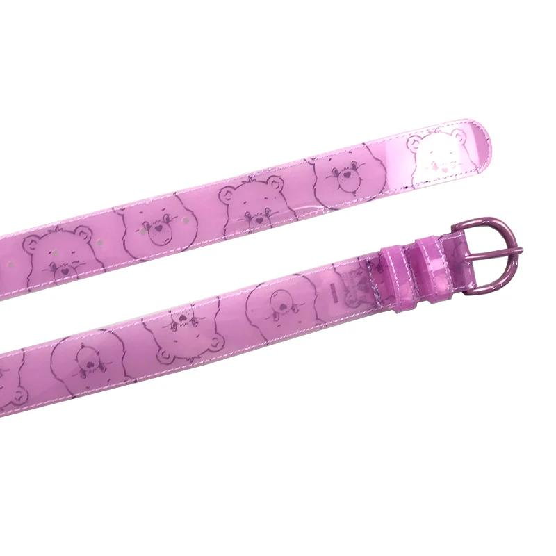 
factory new designer fashion PVC transparent printed purple woman belt lady belt kids cartoon cute plastic belt 