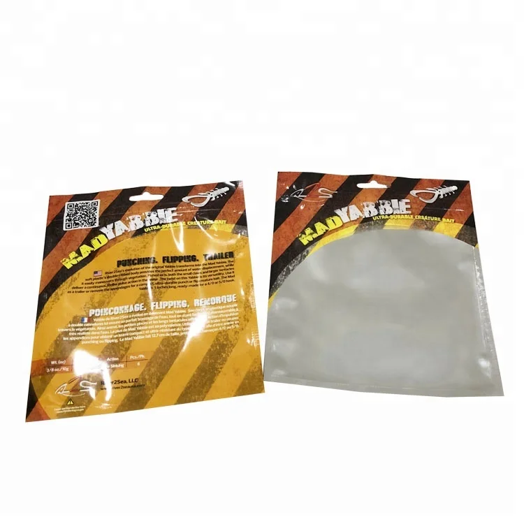Clear window plastic soft lure bag / fish bait worm bag with zipper / live bait fishing bags