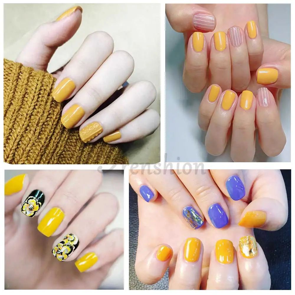 Frenshion China Nail Art Manufacturernail Wholesale Free Sample OEM Yellow Color Gel Nail Polish 15ml Bottles Bulk Set